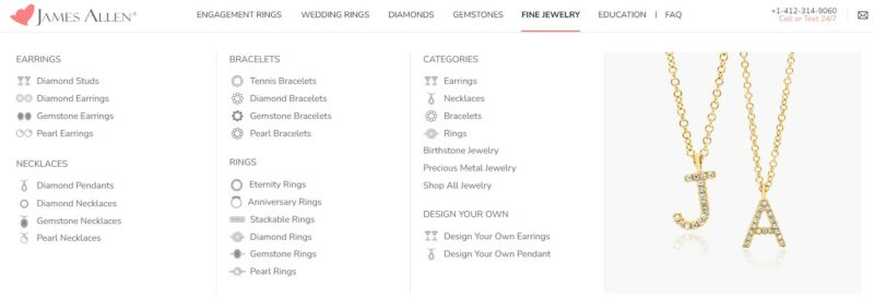 Fine Jewelry on James Allen website