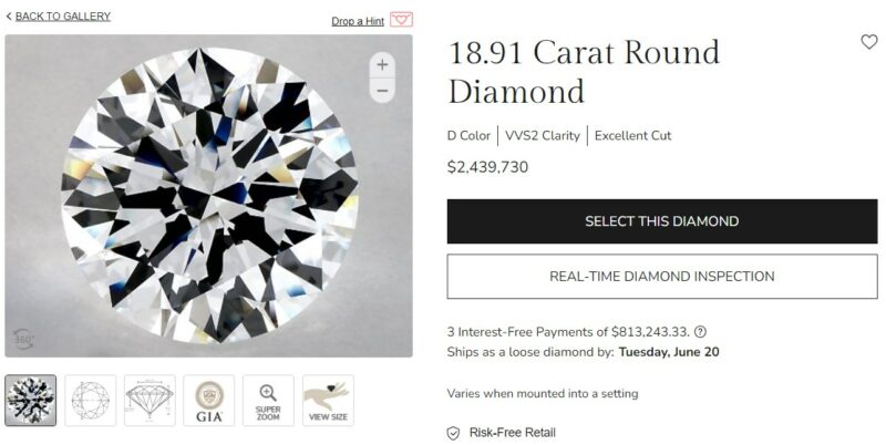 Most expensive diamond James Allen 2.4m