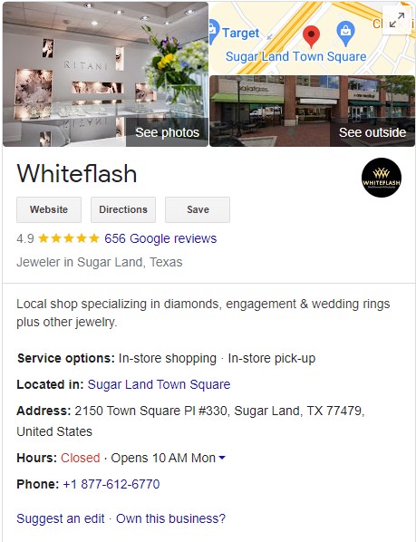 Whiteflash Google my business reviews