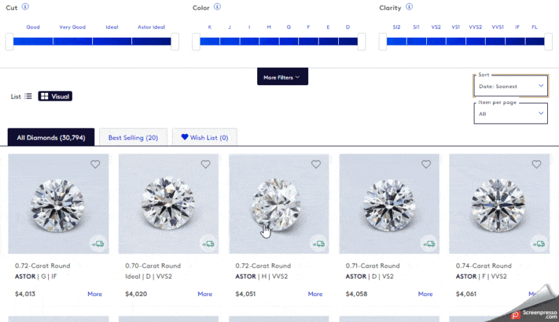 Blue nile deals diamond search