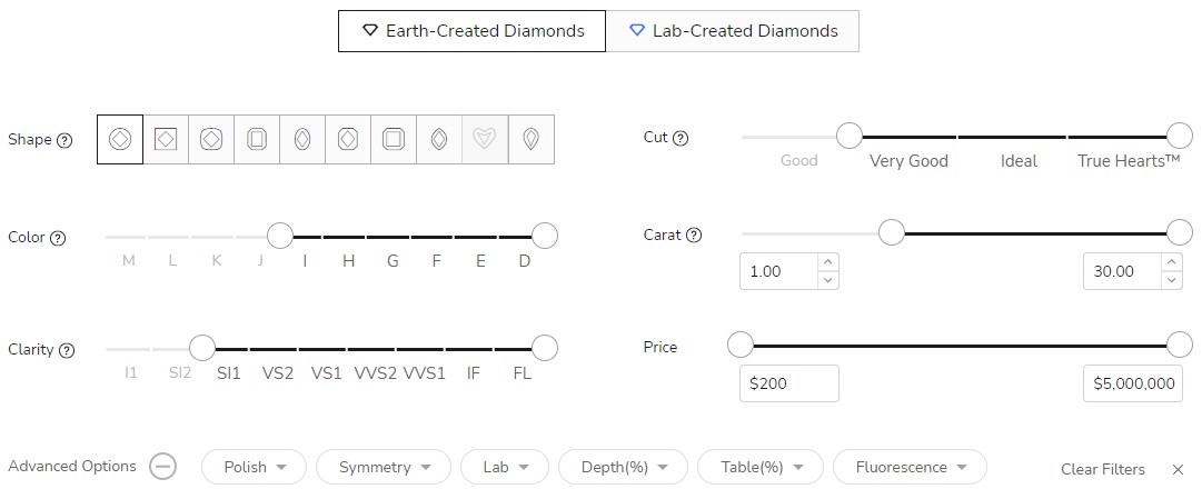 James Allen Filtering options