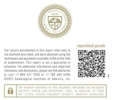 QR Code on GIA cert