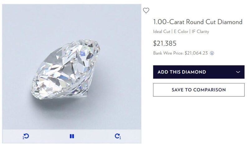 Most expensive 1 carat diamond Blue Nile