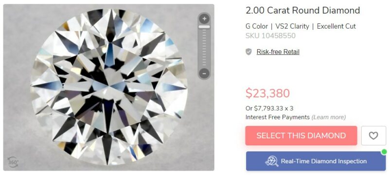 most expensive 2 carat diamonds James Allen