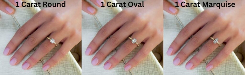 1 carat different size different shapes