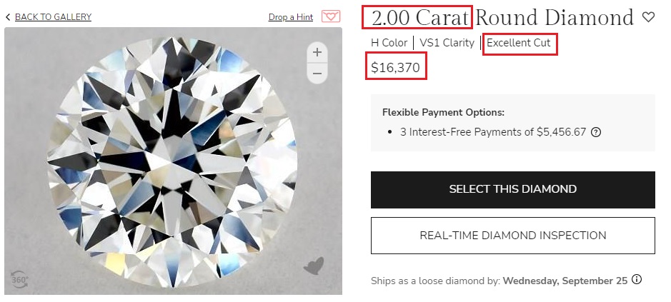 2 Carat Round Diamond - james allen