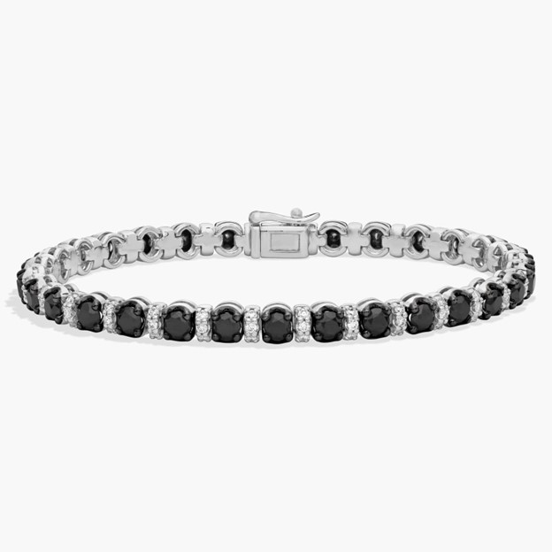 diamond bracelets for men - Black & White Diamond Tennis Bracelet