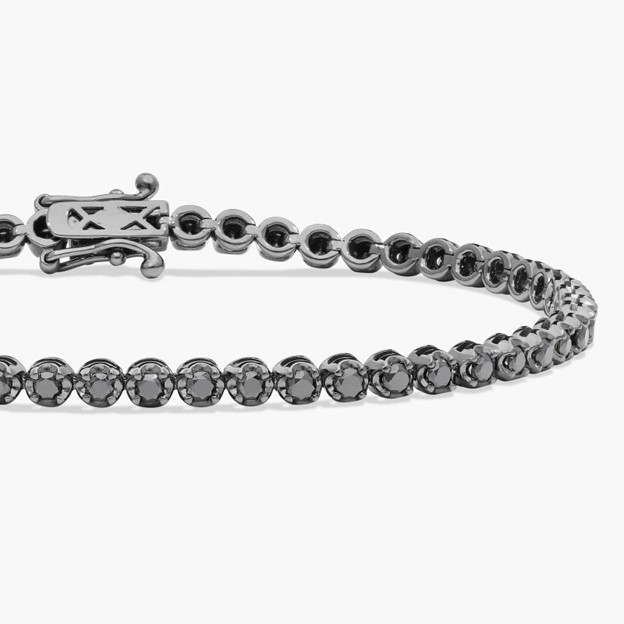 diamond bracelets for men - Casual Black Diamond Tennis Bracelet