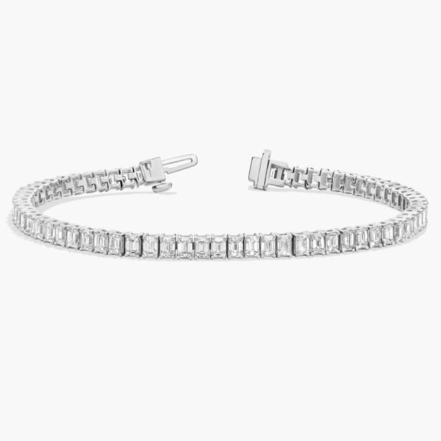 diamond bracelets for men - Formal Emerald Cut Diamond Tennis Bracelet