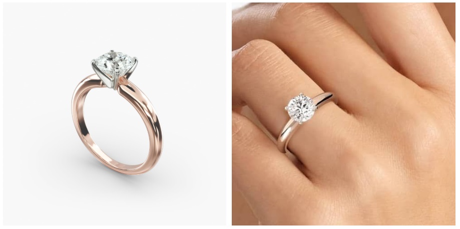 Classic Simple Solitaire Engagement Ring in 14k Rose Gold