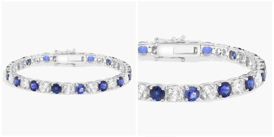 Alternating Diamond and Blue Sapphire Tennis Bracelet