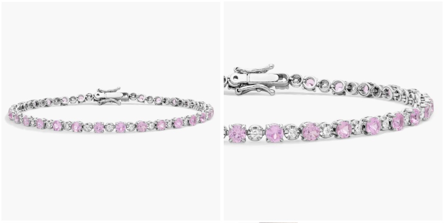 Alternating Sized Pink Sapphire and Diamond Bracelet