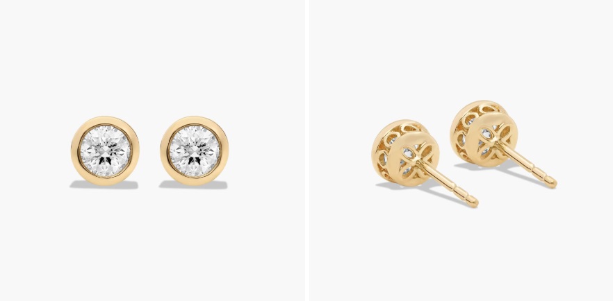 Bezel Diamond Stud Earrings