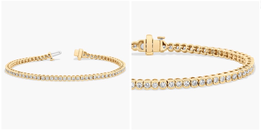 Bezel Diamond Tennis Bracelet In 14K Yellow Gold