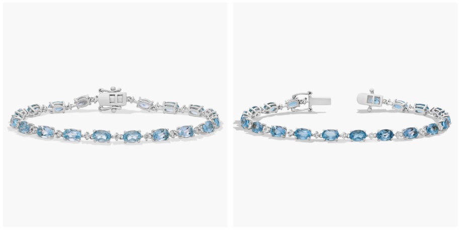 East-west Oval Sky Blue Topaz Fashion Bracelet in Sterling Silver