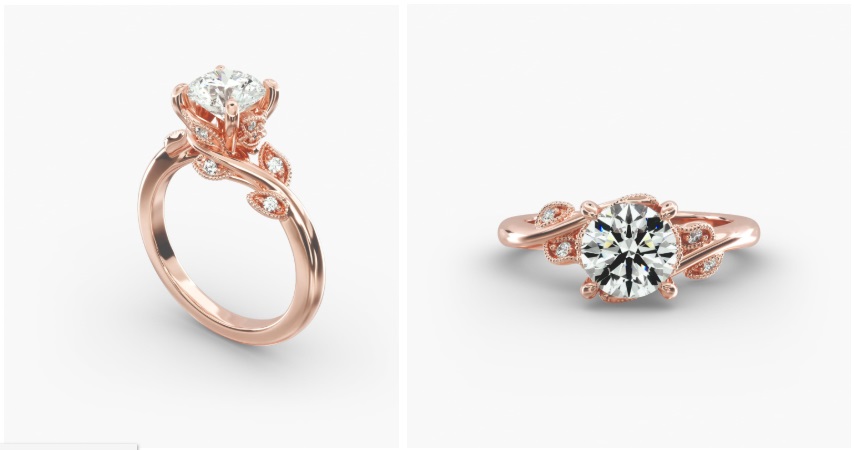 Non-Traditional Engagement Rings - 14K Rose Gold Entangled Vines