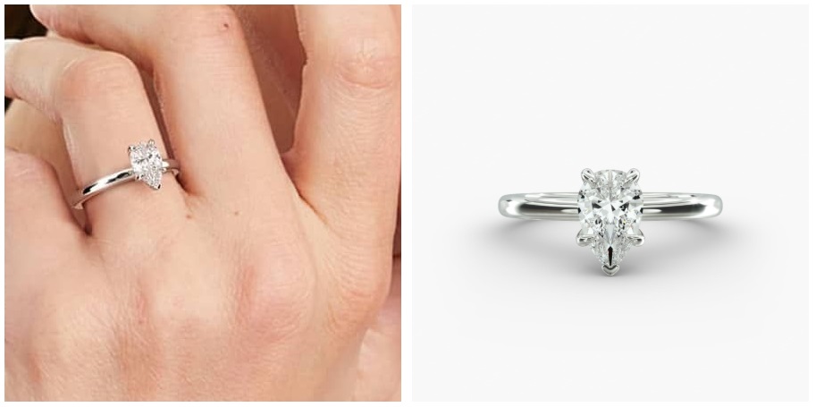 Non-Traditional Engagement Rings - Pear Diamond Claw Prong Solitaire