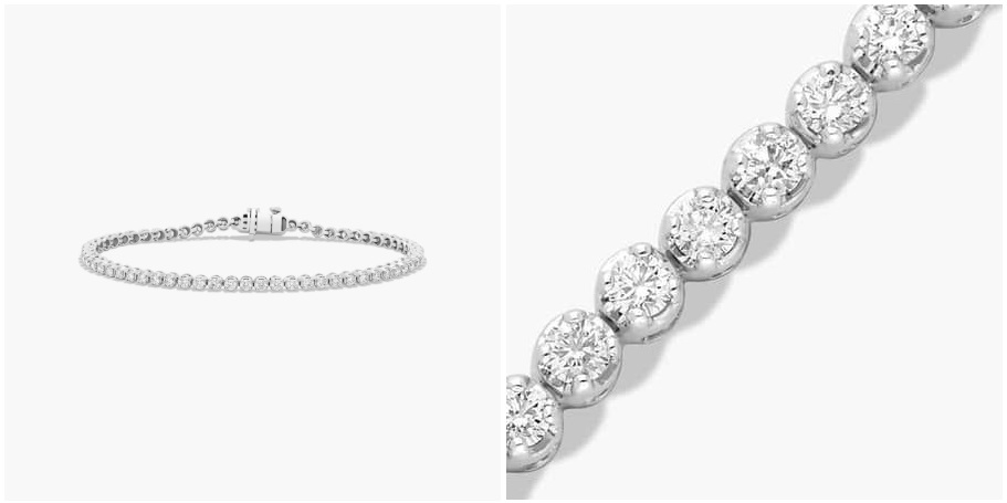 Platinum 7 Inch Four Prong Diamond Tennis Bracelet