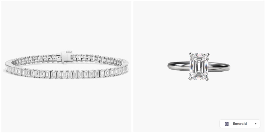 Simple Solitaire Ring and Emerald Cut Diamond Tennis Bracelet