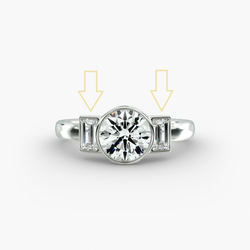 Bezel Straight Baguette Three Stone Engagement Ring