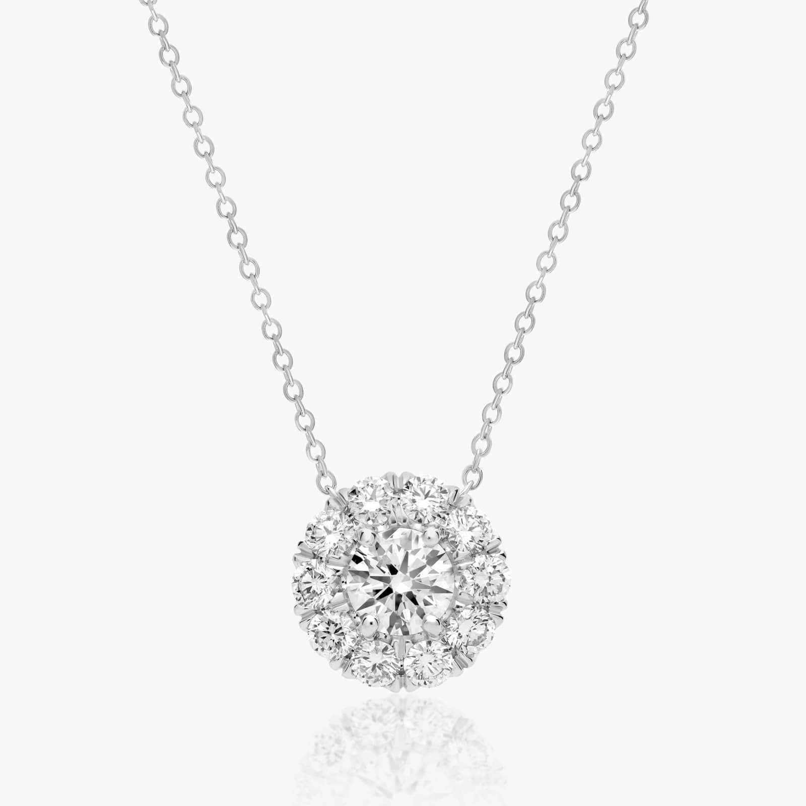 14K White Gold Halo Diamond Pendant