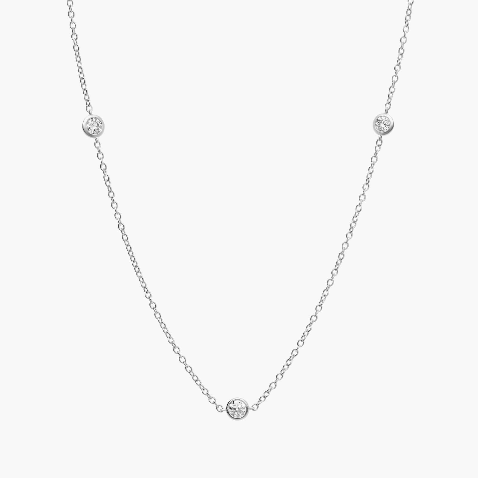 Bezel-Set Stationed Diamond Necklace in 14K White Gold