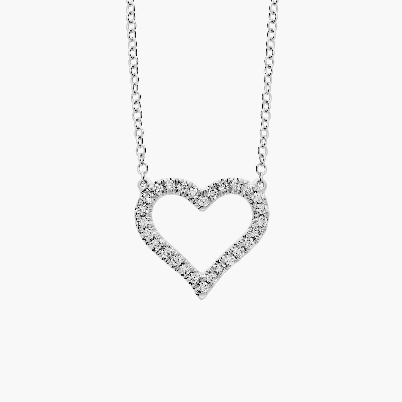 Diamond Heart Pendant in 14k White Gold