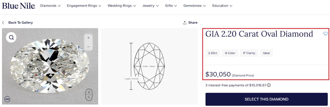 GIA 2-20 Carat Oval Diamond