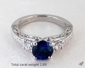 Natural Blue Sapphire Floral Scroll Ring