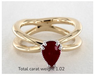 Pear Natural Ruby Criss Cross Diamond Solitaire for women