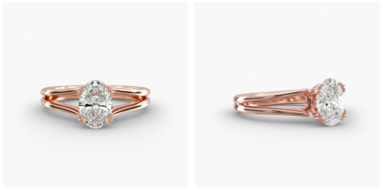 Split Ring Solitaire Engagement Ring Vintage Trefoil Head 2