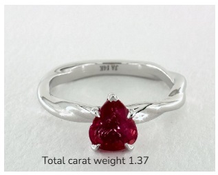 White Gold Pear Natural Ruby Engagement Ring
