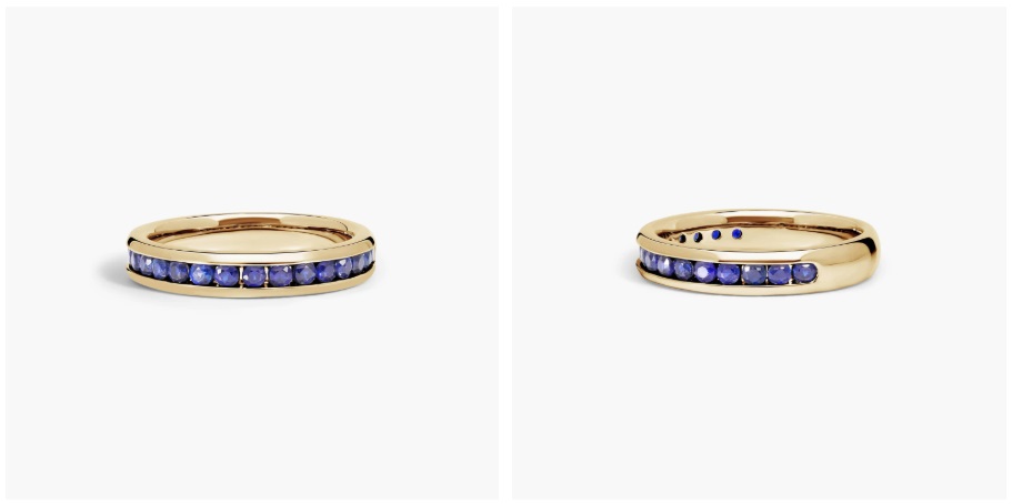 Channel Set Sapphire Wedding Ring In 18K Yellow Gold