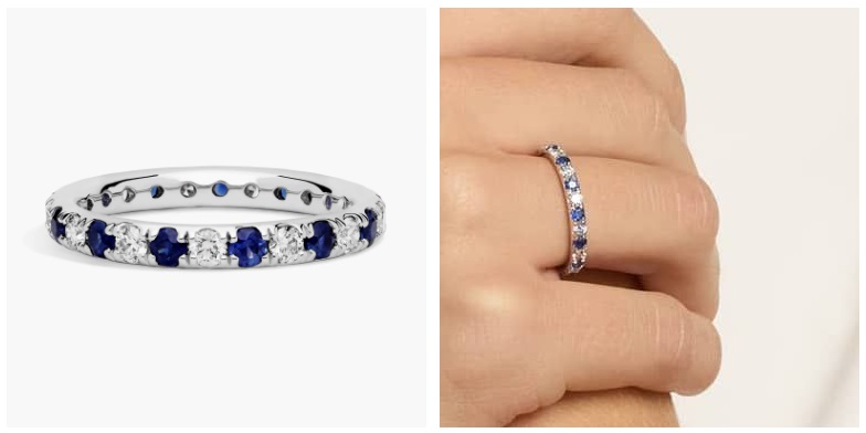 Riviera Pavé Sapphire and Diamond Eternity Ring in Platinum