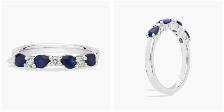 Sapphire and Diamond Ring in 14K White Gold